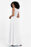 A Line Chiffon Bridesmaid Dress With Lace Ruched Sleeveless Formal Evening Prom Dresses