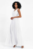 A Line Chiffon Bridesmaid Dress With Lace Ruched Sleeveless Formal Evening Prom Dresses