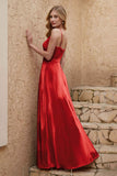 Velvet Sheath Formal Evening Dresses with Slit Spaghetti Straps Ruched Bridesmaid Party Dress