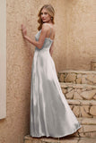 Velvet Sheath Formal Evening Dresses with Slit Spaghetti Straps Ruched Bridesmaid Party Dress