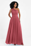 One Shoulder Chiffon Maxi Bridesmaid Dress Ruched Pleated Sleeveless Formal Evening Dresses