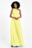One Shoulder Chiffon Maxi Bridesmaid Dress Ruched Pleated Sleeveless Formal Evening Dresses