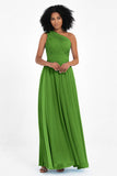 One Shoulder Chiffon Maxi Bridesmaid Dress Ruched Pleated Sleeveless Formal Evening Dresses
