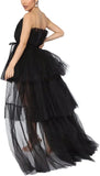 High Low Tüll-Ballkleid für Damen, elegantes, schulterfreies, fließendes A-Linien-Minikleid, Cocktailparty-Abendkleid 