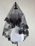 White Ivory Red Black Bridal Veil Lace Short Elbow Wedding Tulle Appliques Embroidery Edge Long Cathedral Bride Veils 1.4M 265cm