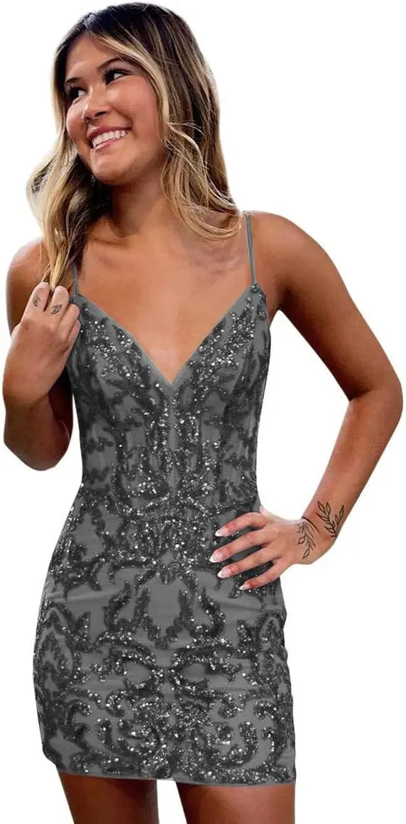 Vestidos de fiesta ajustados con tirantes finos para adolescentes, corsé con lentejuelas brillantes, vestido de cóctel para graduación, vestido formal, vestido de noche 