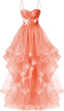 Custom Made Tulle Prom Dresses for Women 2025 Spaghetti Straps Ball Gowns Lace Applique Layered Quinceanera Dresses ball gown