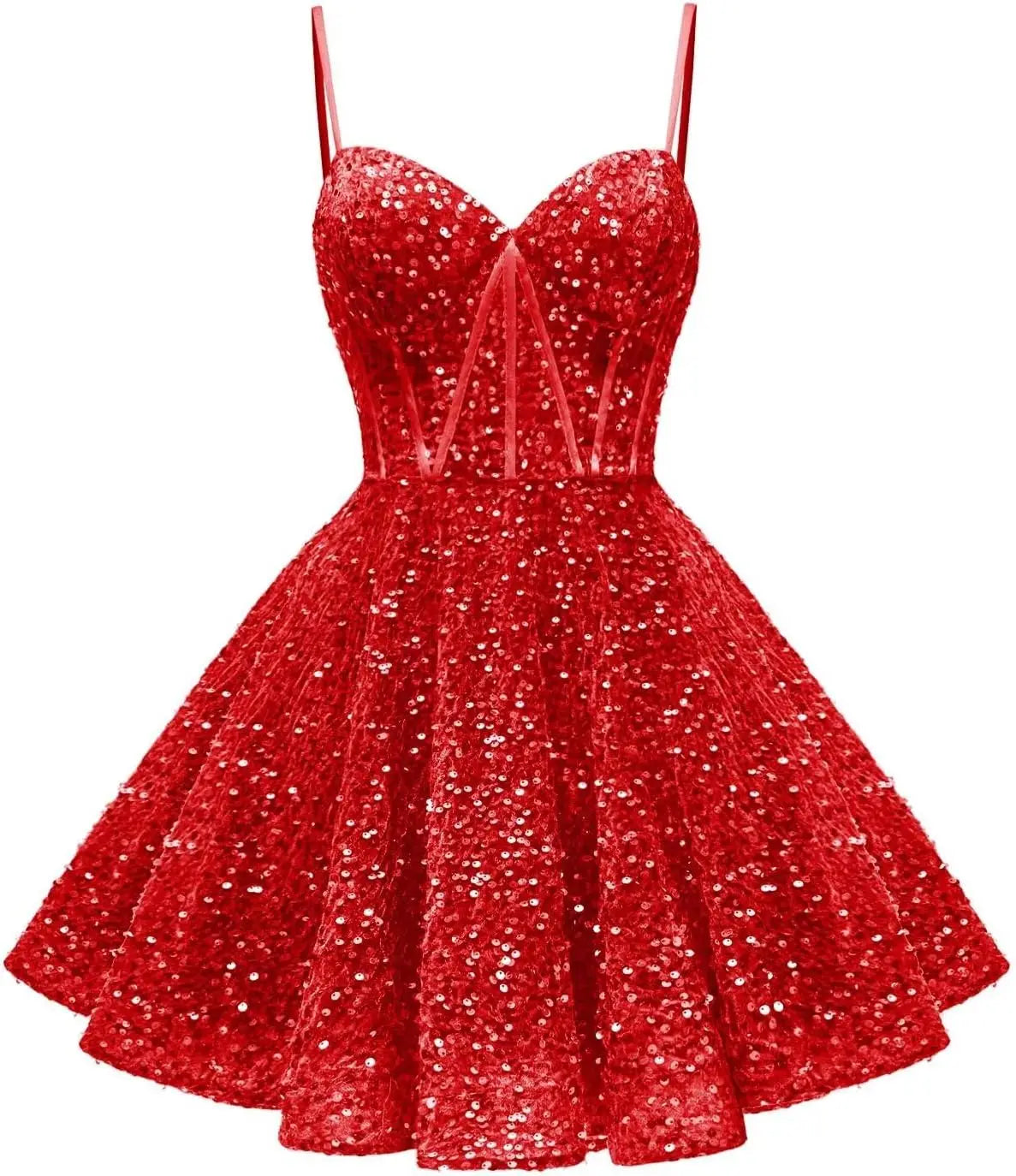 Spaghetti Straps Sequin Homecoming Dress Short Prom Gown with Pockets kingbridals Spaghetti Straps Sequin Homecoming Dress Short Prom Gown with Pockets kingbridals
