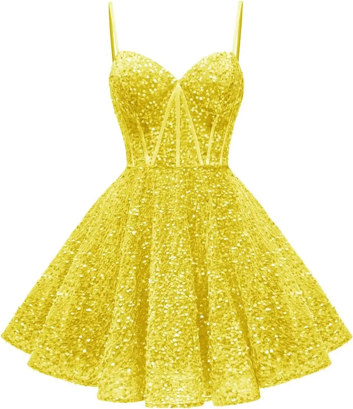 Spaghetti Straps Sequin Homecoming Dress Short Prom Gown with Pockets kingbridals Spaghetti Straps Sequin Homecoming Dress Short Prom Gown with Pockets kingbridals