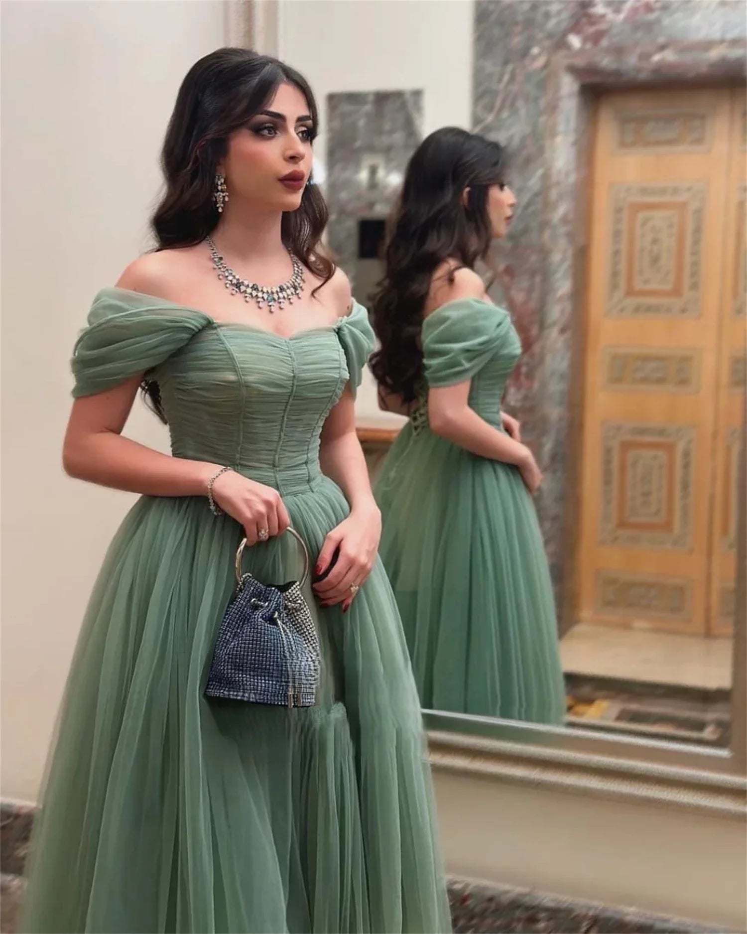 Mesh Graduation Gown Prom Party Dress Prom Sage Green Suitable Dresses For Luxury Evening Robe De Soiree Femmes Homecoming Dress