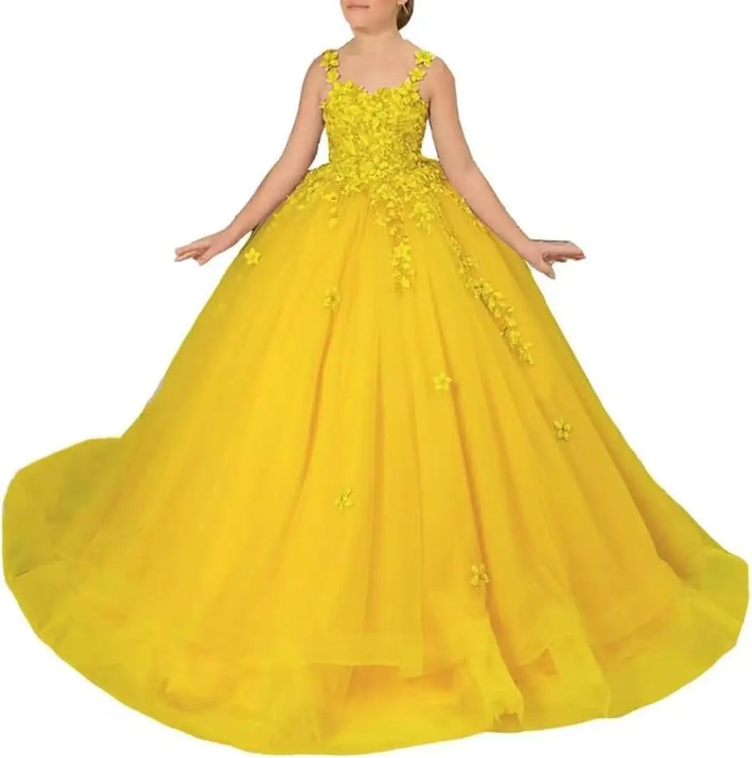 Blumenmädchenkleider für Hochzeit Spitze Prinzessin Erstkommunion Abendkleider Tüll Festzug Ballkleider Prinzessinnenkleid 