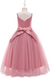Vestido de tul con tirantes finos para niñas de flores, largo, corte A, para bodas, desfiles, princesas, fiestas de cumpleaños, vestidos de gala 