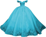Princess Off Shoulder Sweet 15 16 Quinceanera Dresses Lace Puffy Prom Gowns Long Birthday Ball Gowns with Train