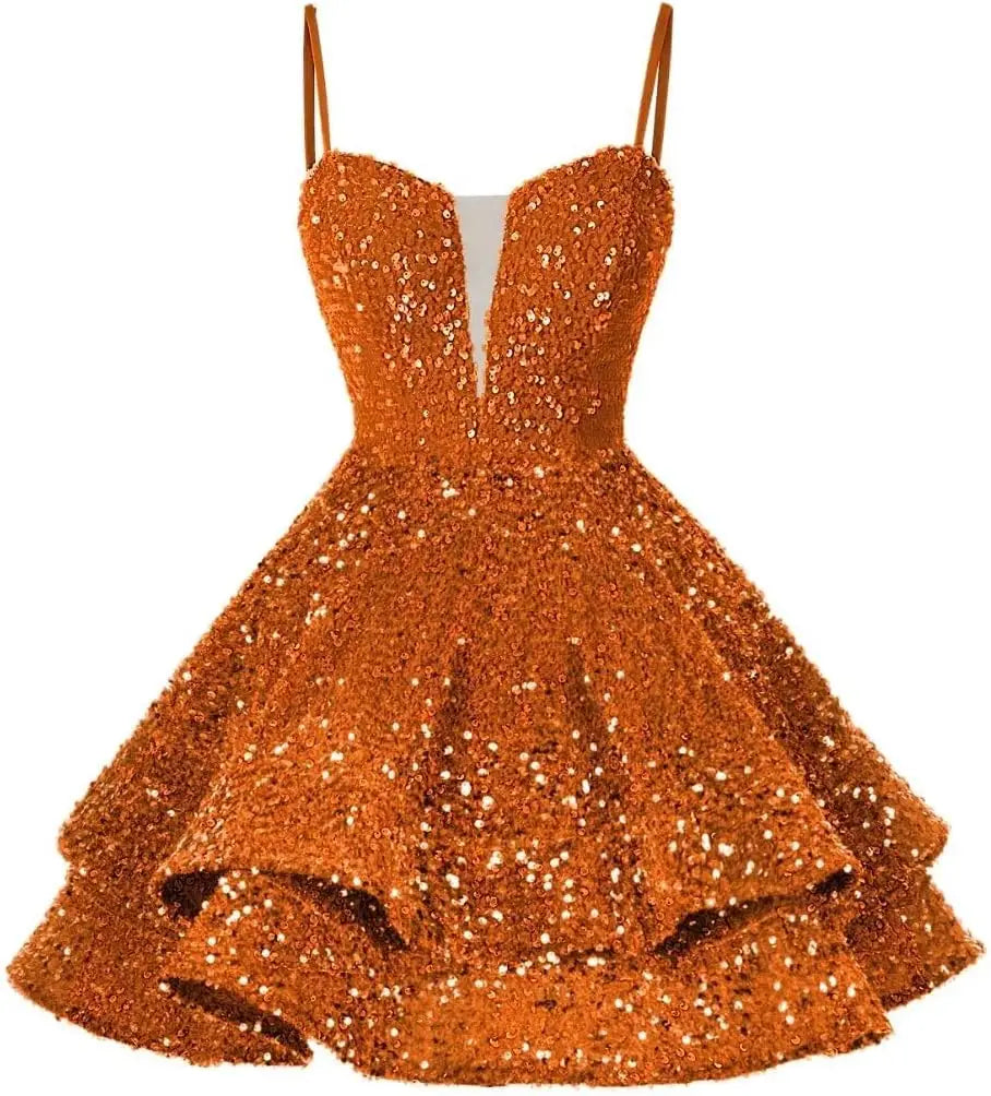 Kurzes Pailletten-Heimkehrkleid für Teenager, funkelnde Ballkleider, Sweet 16-Fotoshooting, Cocktailkleider, Minikleid, Partykleider 