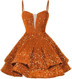 Kurzes Pailletten-Heimkehrkleid für Teenager, funkelnde Ballkleider, Sweet 16-Fotoshooting, Cocktailkleider, Minikleid, Partykleider 