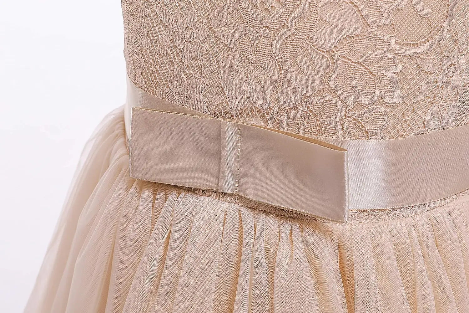 Vestido de dama de honor de encaje para niñas de flores, elegante vestido de princesa de tul largo de línea A, vestido de fiesta de boda para desfile 