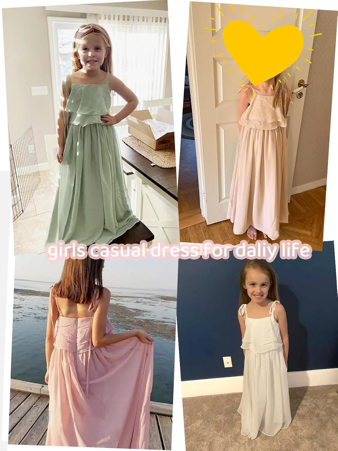 Flower Girl Dress Girls for Wedding Birthday Party Junior Bridesmaid Dress Pageant Sleeveless Chiffon Kids Maxi Daily princess dress
