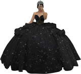 Puffy Tulle Quinceanera Dresses Ball Gown Strapless Long Sweet 16 Dress Sweetheart Sparkly Evening Gown ball gown dress