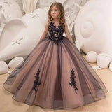 Pageant Birthday Photoshoot First Communion Customize V-Neck Flower Girl Dress for Wedding Lace Tulle Formal Occasion Party