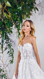 Benutzerdefinierte Blumenspitze Brautkleid A-Linie Tüll 3D Spitze Brautkleid Off the Shoulder Korsett Brautkleider Benutzerdefinierte Brautkleider 