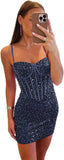 Vestidos de fiesta ajustados y cortos con lentejuelas brillantes para adolescentes, escote corazón y cuentas, vestidos de cóctel, vestidos de fiesta 