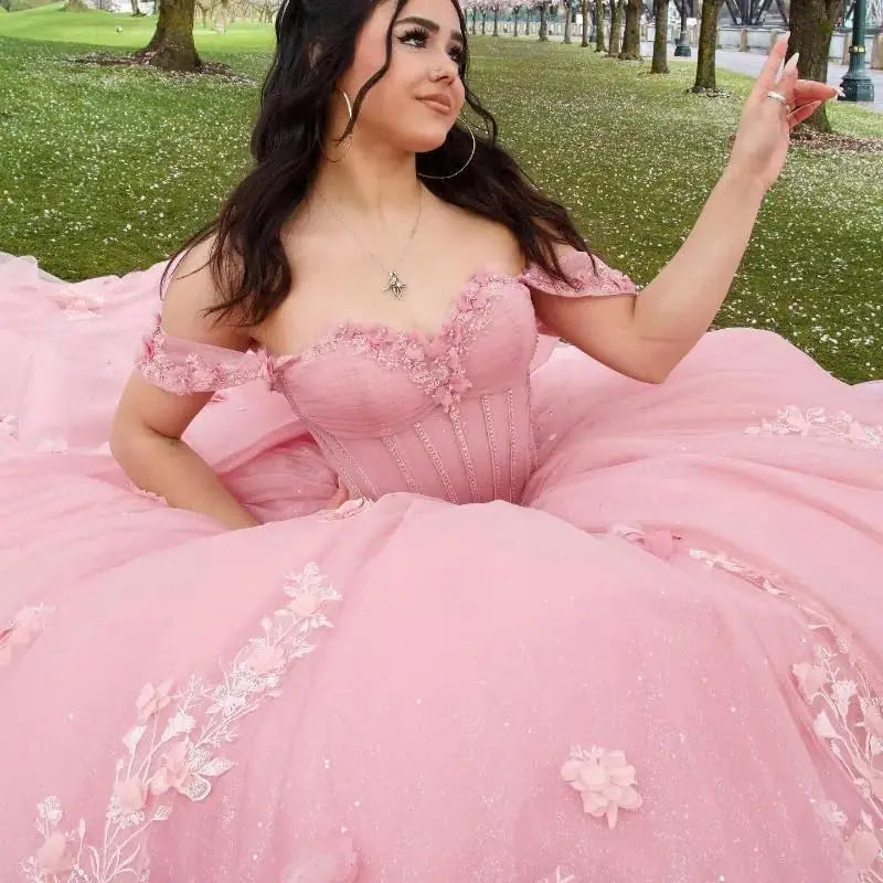 Sweetheart Ball Gown Quinceanera Dresses Bead Appliques Flower Long Prom Dress Party Gowns Vestidos  party dress