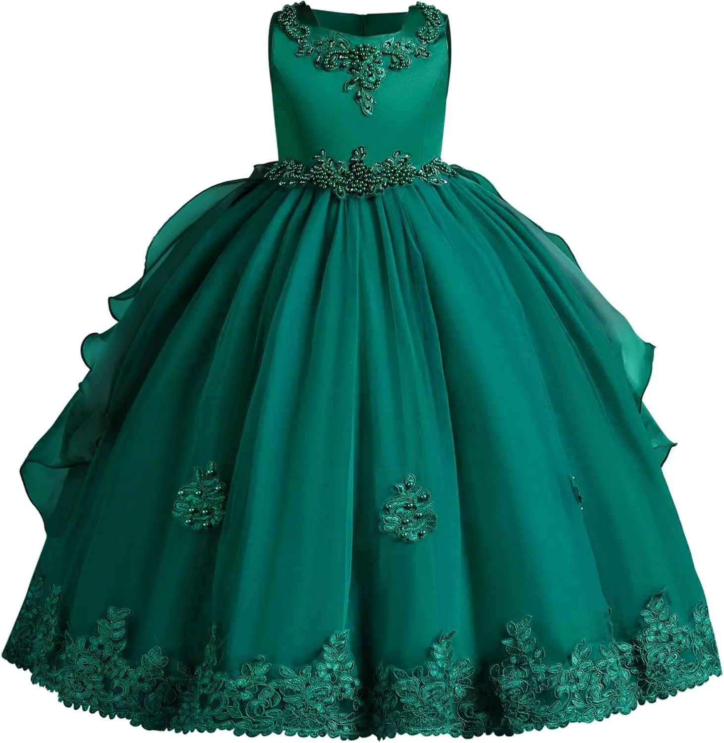 Blumenmädchenkleid Prinzessin Puffy Tüllkleider Brautjungfer Hochzeit Kommunion Geburtstagsfeier Festzug Maxi Ballkleid für Kinder
