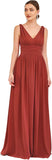 Womens Bridesmaid Dress V-Neck Sleeveless A Line Chiffon Floor Length Formal Dress wedding guest dress  ball gown