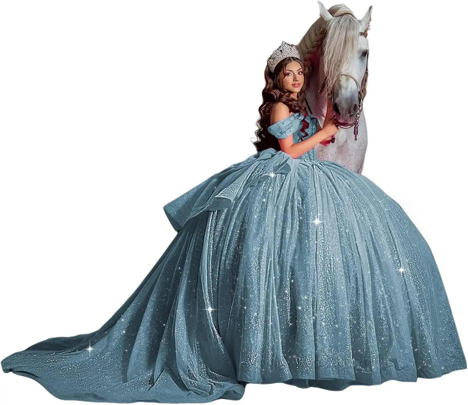 Off Shoulder Quinceanera Dresses Ball Gown Sparkly Beading Tulle Prom Dress Ruffle Layered Sweet 16 Dresses party dresses