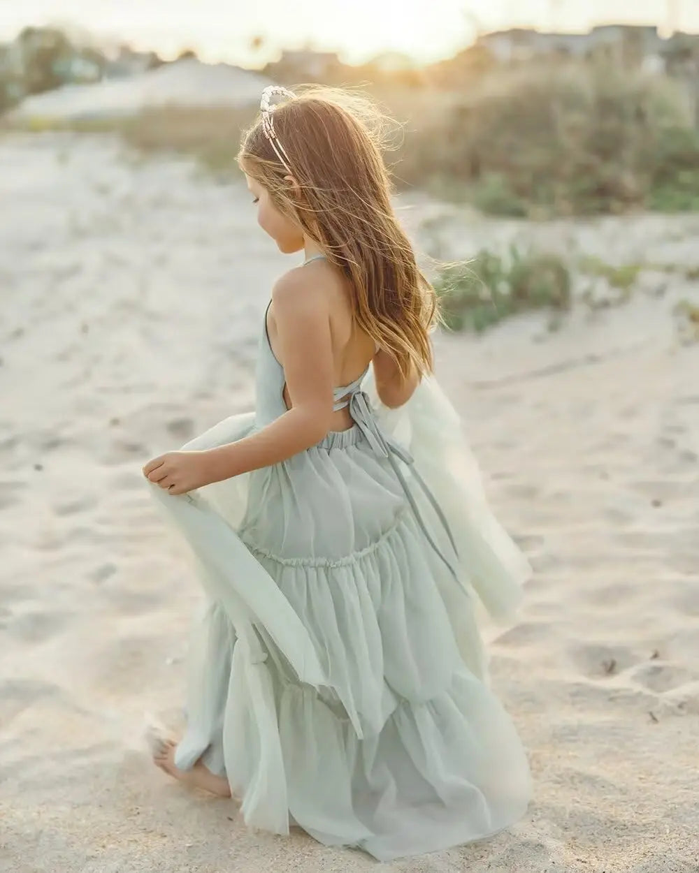 Boho Wedding Flower Girl Tulle Pageant Dresses for Kids First Communion Formal Dress Backless Prom Ball Gowns princess dress