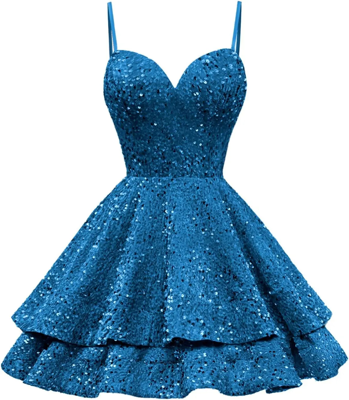 Tiered Sequin Homecoming Dresses Short for Teens 2025 Spaghetti Straps A-Line Prom Dress mini dress  party dresses