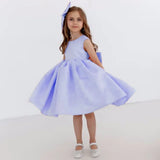 Prinzessin Kleid Blumenmädchen Kleider Orange Satin mit Schleife ärmellos für Hochzeit Geburtstag Party Erstkommunion Kleider 
