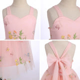 Vestido de niña de las flores, princesa, sin mangas, floral, bordado, para verano, boda, desfile, cumpleaños, tutú, vestido de tul 