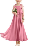 Flower Girl Dress Girls for Wedding Birthday Party Junior Bridesmaid Dress Pageant Sleeveless Chiffon Kids Maxi Daily princess dress