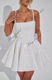 Maßgefertigte Damen-Heimkehrkleider mit quadratischem Ausschnitt und Pailletten für Teenager, A-Linie, kurzes Abschlussballkleid, Hochzeitsfeierkleid, Clubwear, Cocktailkleid 