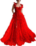 Women's 3D Butterfly Prom Dresses Tulle Ball Gown Fairy Corset Long Slit Lace Applique Formal Evening Dress party dresses