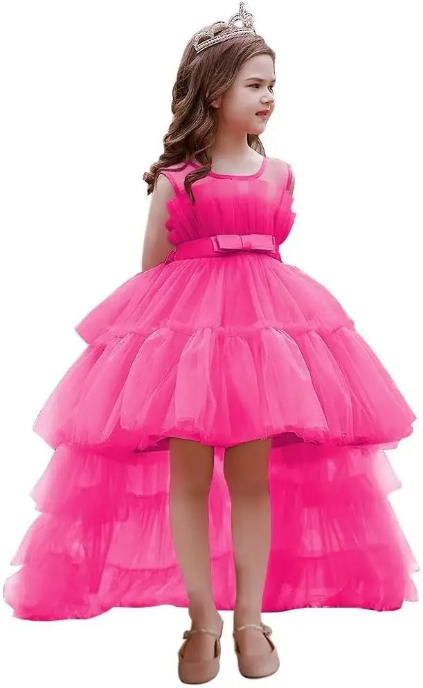 High Low Tulle Pageant Gown Tiered Flower Girl Dress Layered Ball Gown Kids Birthday Party Dress princess dress