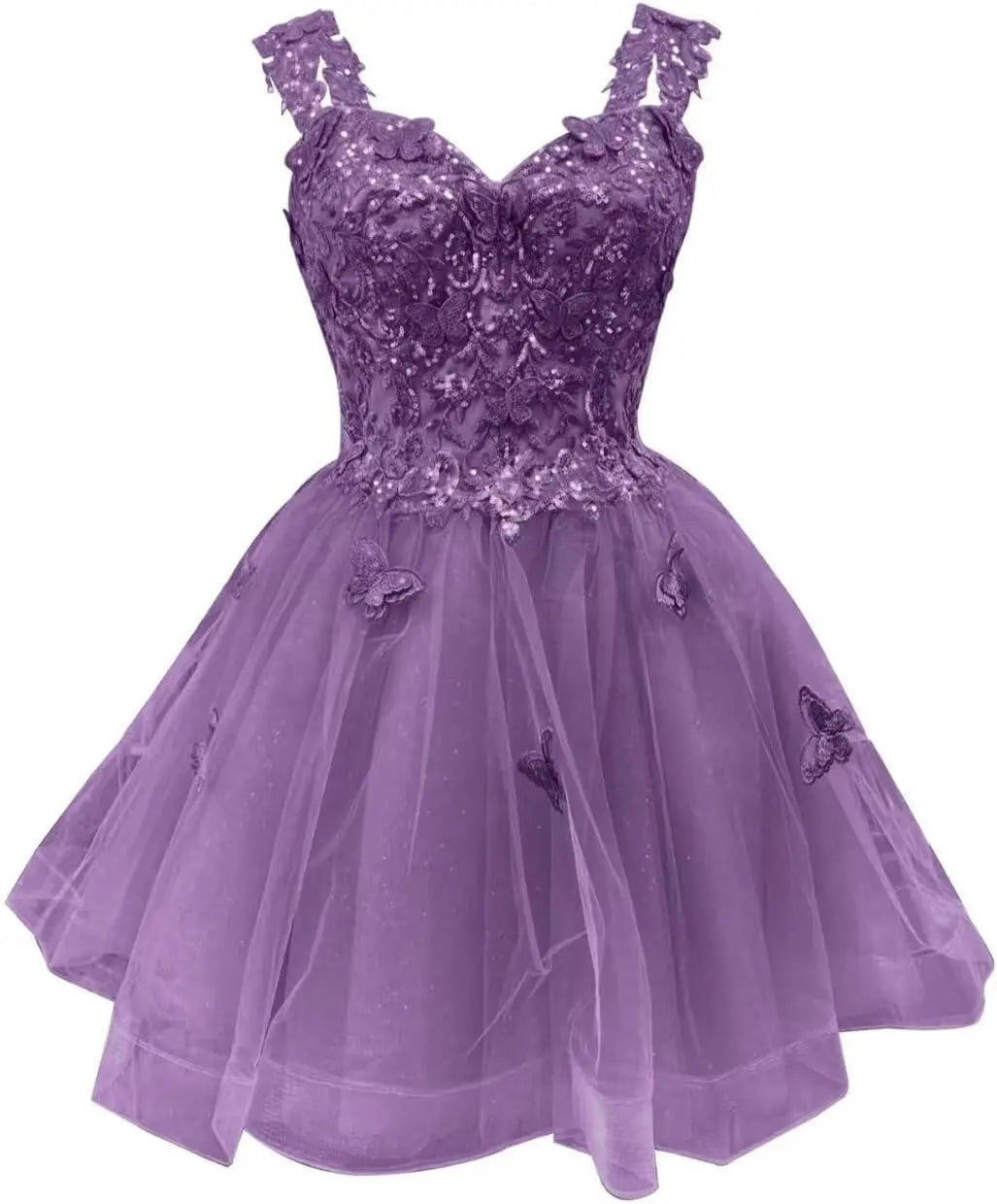 3D Butterfly Short Homecoming Dresses Sparkly Tulle Prom Dress Teens Off Shoulder DAMA Dresses for Quinceanera