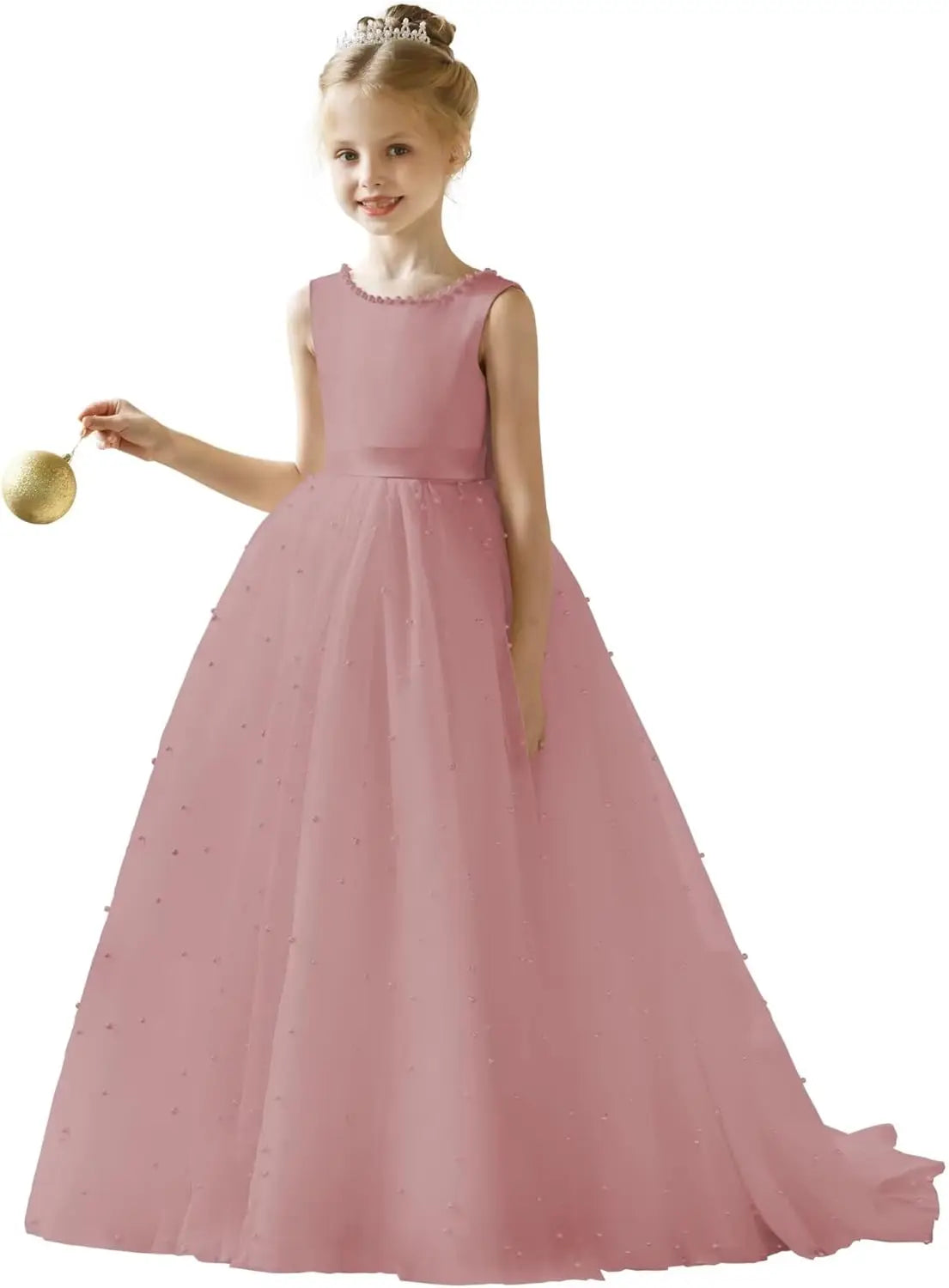 Flower Girl Tulle Tutu Dress for Kids Wedding Girl First Communion Pageant Dresses Princess Prom Ball Gowns with Bow