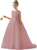 Flower Girl Tulle Tutu Dress for Kids Wedding Girl First Communion Pageant Dresses Princess Prom Ball Gowns with Bow