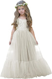 Blumenmädchenkleid Spitze/Tüll Boho Kleinkindkleider Rüschenmädchenkleid für Hochzeit Gartenparty Kommunion Strand Prinzessinnenkleid 