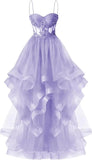 Custom Made Tulle Prom Dresses for Women 2025 Spaghetti Straps Ball Gowns Lace Applique Layered Quinceanera Dresses ball gown
