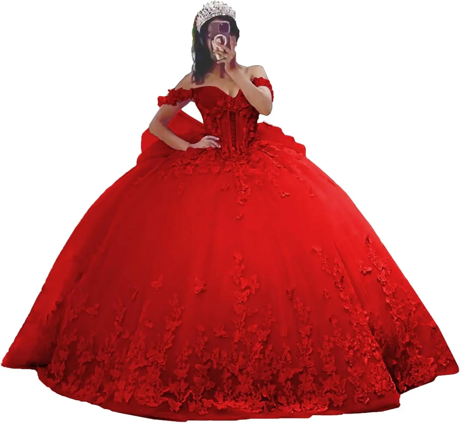 3D Butterfly Quinceanera Dresses Ball Gown Off Shoulder Sweet 15 16 Dresses Sparkly Tulle Beaded Party Gown party dress