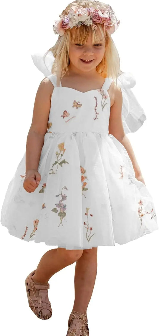 Vestidos de niña de las flores para boda, cortos, con encaje floral bordado, tul, vestido de princesa para desfile infantil, vestidos para niñas. 
