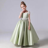 Festzugskleider für Mädchen, Satin, Blumenmädchenkleid, Flügelärmel, Ballkleid mit Pailletten, Prinzessinnenkleid für Geburtstagsparty, Festzugskleid für Mädchen 