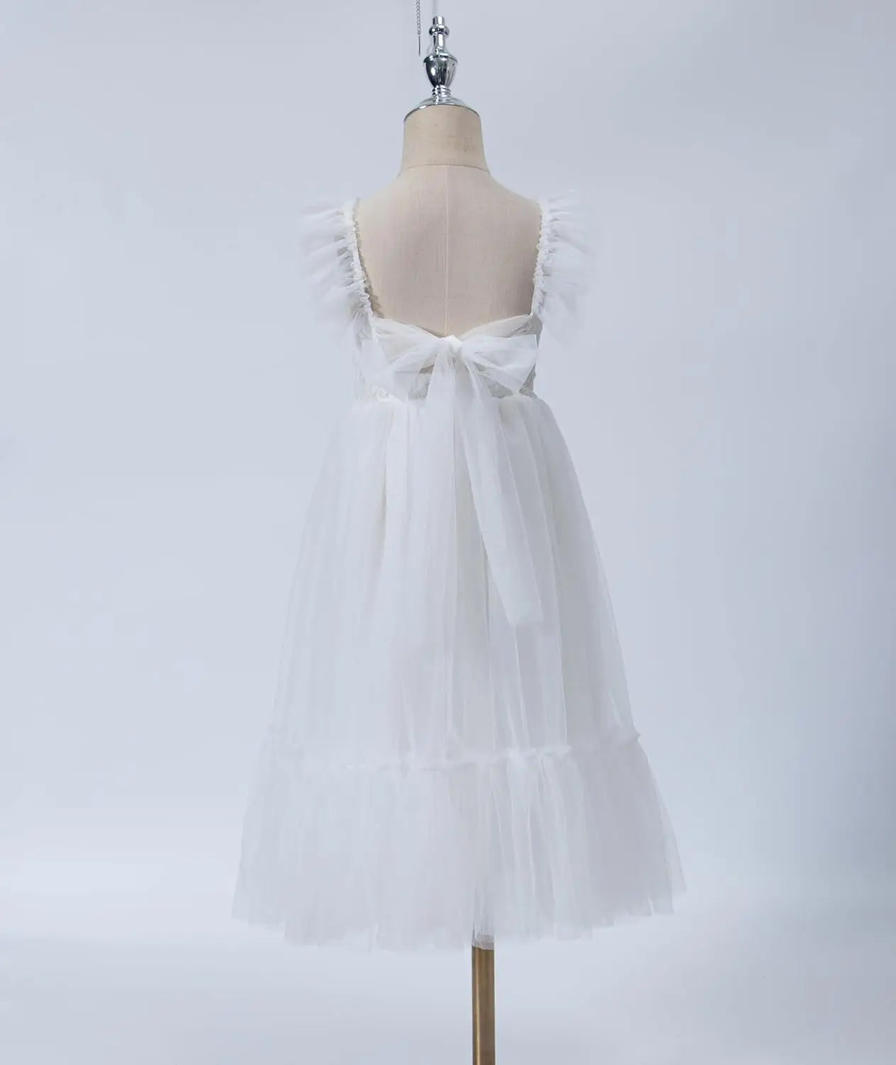 Mädchen A-Linie Gerades Tüll Tutu Kleid Binden Zurück Sommer Ärmelloses Spitzen Blumenmädchenkleid für Geburtstagsparty Prinzessinnenkleid 