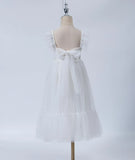 Mädchen A-Linie Gerades Tüll Tutu Kleid Binden Zurück Sommer Ärmelloses Spitzen Blumenmädchenkleid für Geburtstagsparty Prinzessinnenkleid 