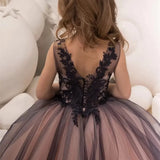 Pageant Birthday Photoshoot First Communion Customize V-Neck Flower Girl Dress for Wedding Lace Tulle Formal Occasion Party