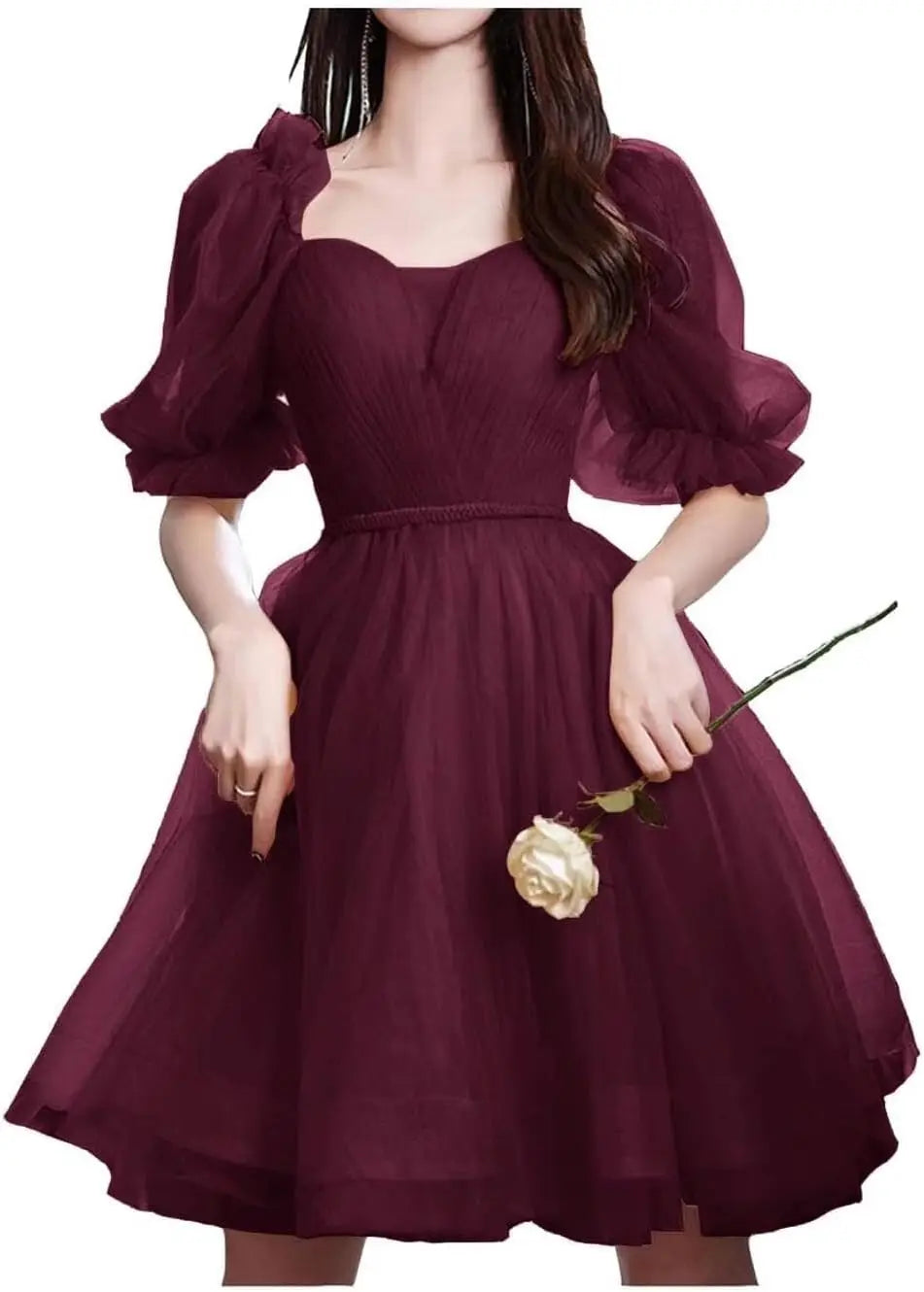 Maßgefertigtes Tüll-Abschlussballkleid für Frauen, kurzes Sweetheart-Puffärmel-Heimkehrkleid, Cocktailkleid, Minikleid, Partykleid 