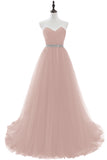 A-line Strapless Tulle Royal Blue Evening Dresses Lace Up Crystal Sequin Formal Party For Bride Sexy Prom Gown Wedding Party
